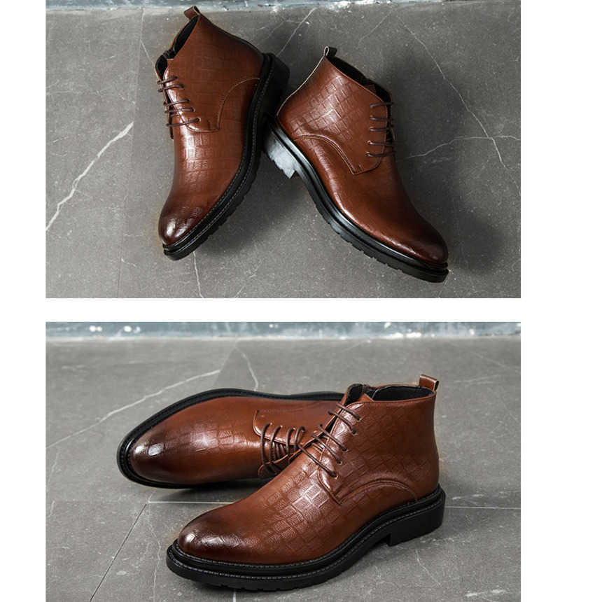 Martin Boot British Trendy Ankle Boots New Pointed Casual Leather Boots Business Mens Boots Short Boots Model Fashion Boots 240927