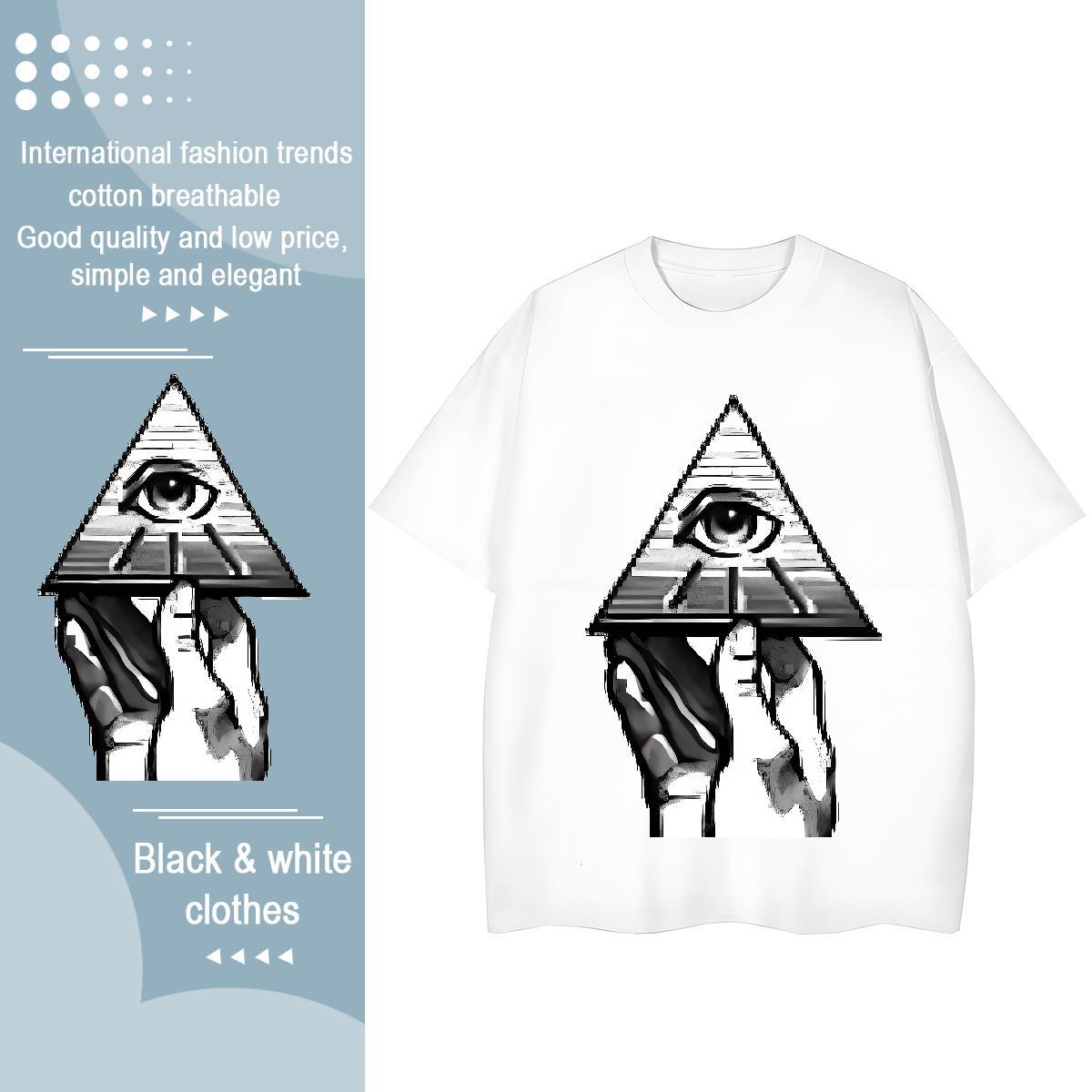 TOP Quality T Shirts Women 230g Cotton Crew Neck Sports Casual eye of the devil Woman Tshirt Brand Skull Top Shirts