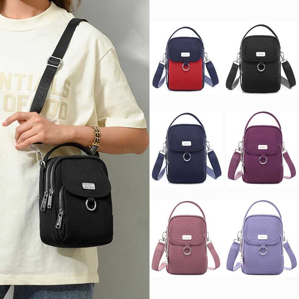 New womens mobile phone cross body bag fashion 3-layer shoulder bag mobile phone bag with headphone plug travel portable handbag M241014