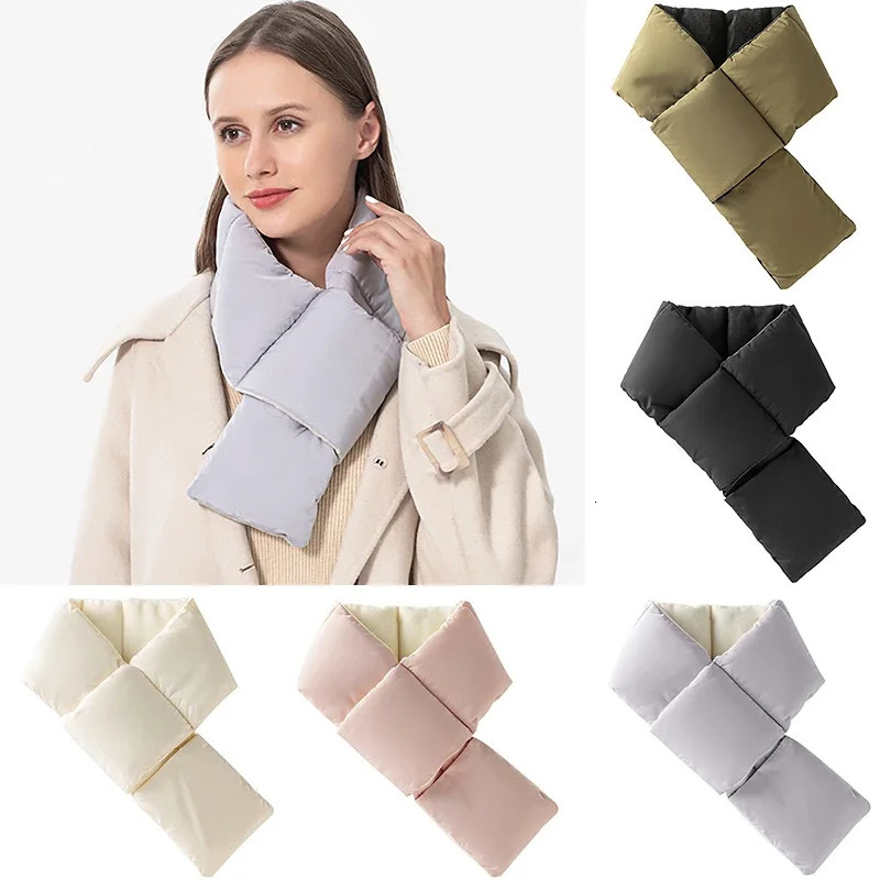 Winter Scarf for Women Feather Velvet Scarf Warm Down-Cotton Shawl Wraps Collar Neck-Cross Fashion Neck Warmer 241009
