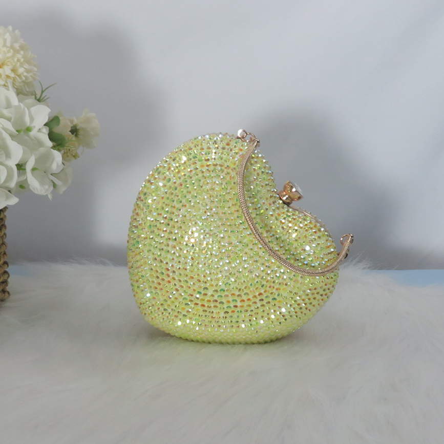 BaoYaFang Women wedding bag bride Party heart purse Day Clutches Bling AB Crystal Handbags Evening Bag