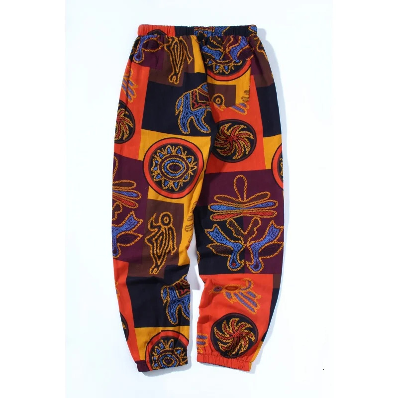 Euro Size 2024 Fashion Spring Men Floral Print Joggers Male Casual Summer Pants Mens Sweatpants Linen Trousers 240930