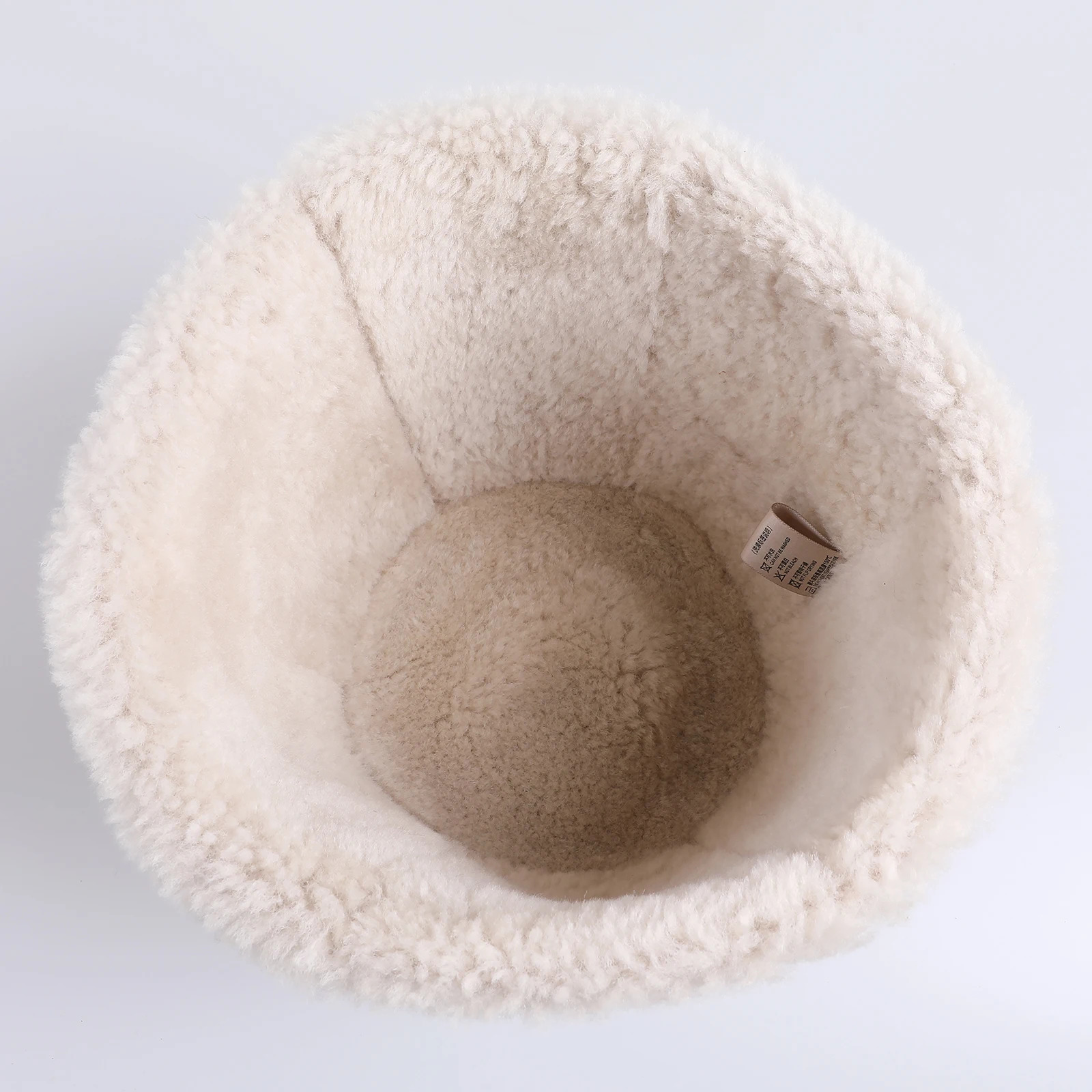 Womens Genuine Shearling Wool Leather Bucket Hat Lady Winter Warm Real Fur Caps Hand-Stitched 241014