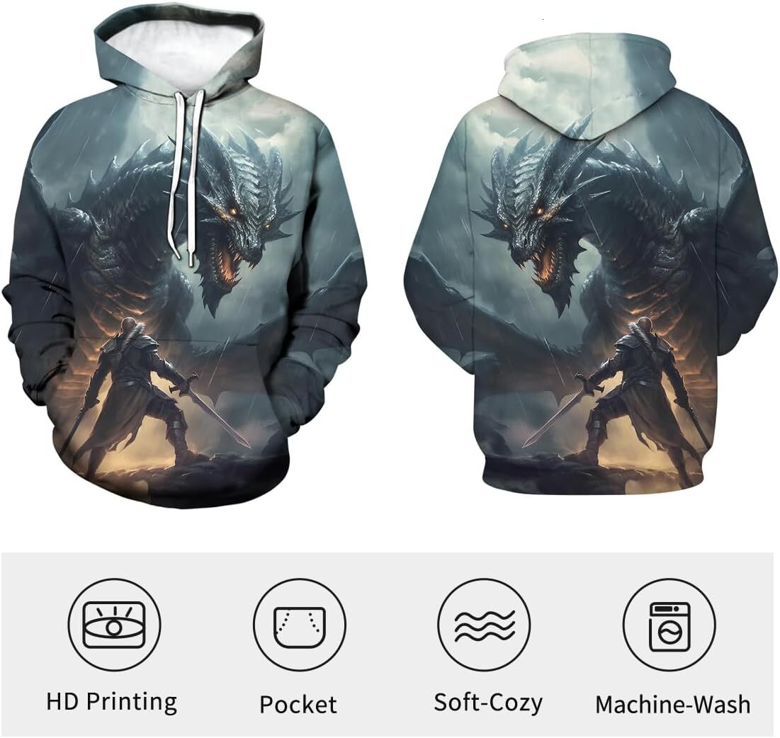 Hoodie for Mens Womens Mens Animal Shirt Retro Dragon 3D Printing Graphic Hoodie Hoodies Hooded Sweatshirts Graphic Hoodies sweatshirt Trendy Fashion