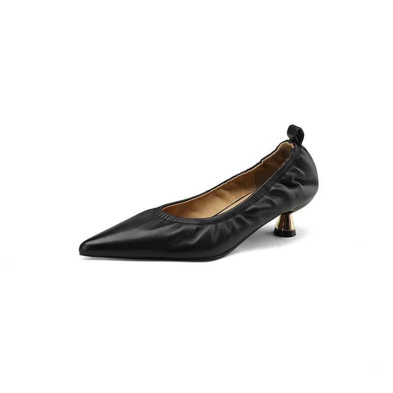 2023 new Spring women pumps natural leather 22-24.5cm sheepskin+pigskin full leather pointed toe low heels soft women shoesLX241014