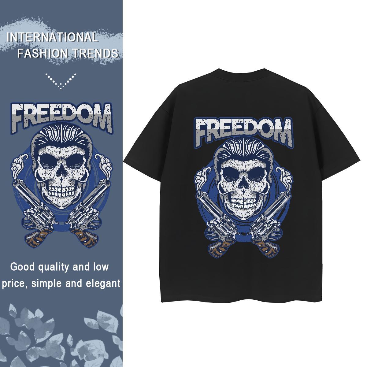 Casual New T Shirt For Woman 230g Cotton Breathable Short Sleeve Casual Daily Wear skull Women Tees Nice Cartoon Anime Top Shirts