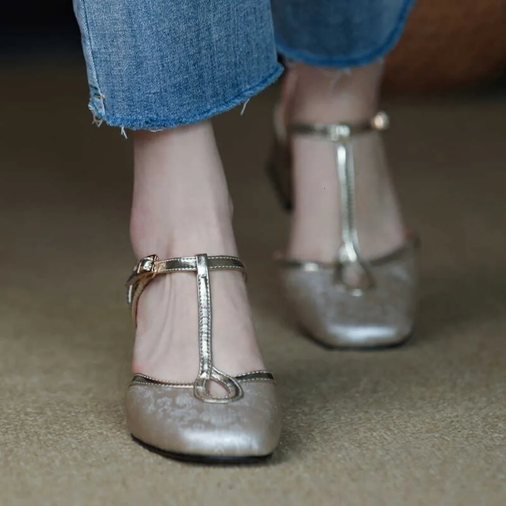 2025 new Baotou Women Chunky Square Toe Autumn Fashion Sexy Sandals Trend Dress Shoes Pumps Sgback Casual Female 241014