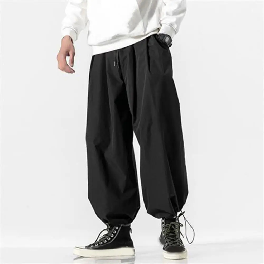 Spring Men Loose Harem Pants Japanese Wide Leg High Quality Casual Sweatpants Anklebanded Hip Hop Drawstring 240930