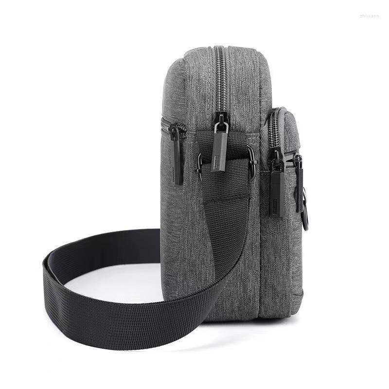 3 Bag Multi-pocket Backpack Waterproof Nylon Cloth Shoulder Messenger Casual Unisex Mobile Phone Small Satchel 4
