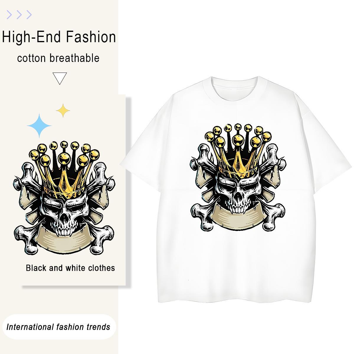 Factory Direct T-Shirts for Women 230g 100% Cotton Breathable Crew Neck Spring Summer crown Couples T Shirts 5A Custom Cartoon Tops Shirt