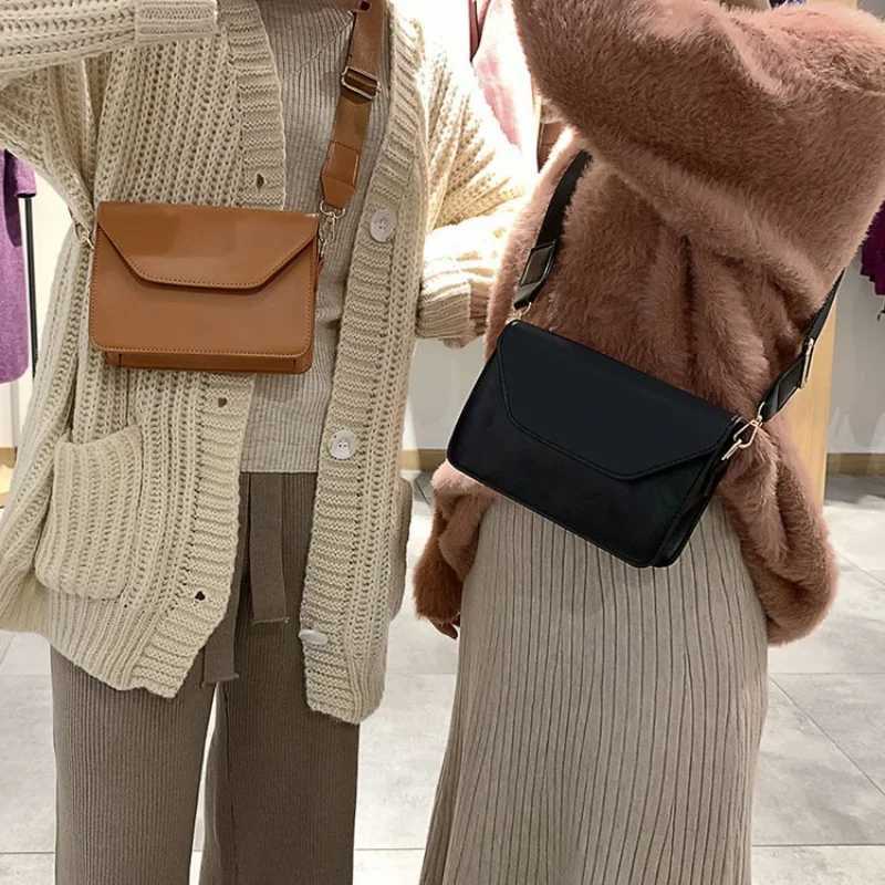 Fashion flip top ten font womens bag PU leather small square bag casual shoulder messenger bag small handbag M241014