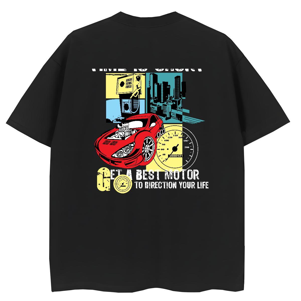 2024 Casual T shirt 230g Cotton Breathable Crew Neck Home Outdoor car Tshirt for Man Woman Popular Cartoon Print Tees Shirts