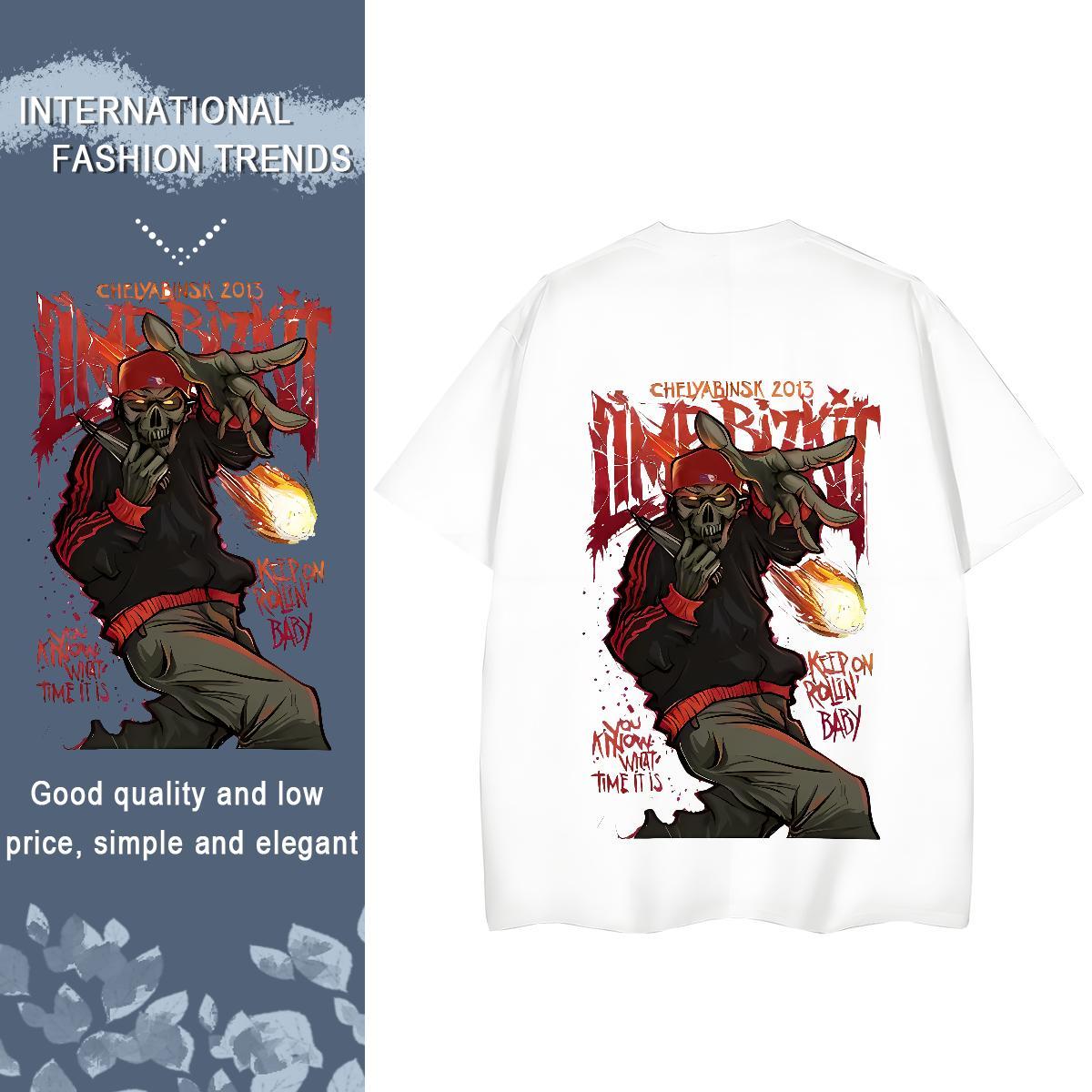 2024 Casual T shirt 230g 100% Cotton Round Neck Short Sleeve Daily Wear skull Women Tshirts Free Shipping Custom Printed Tops Shirt