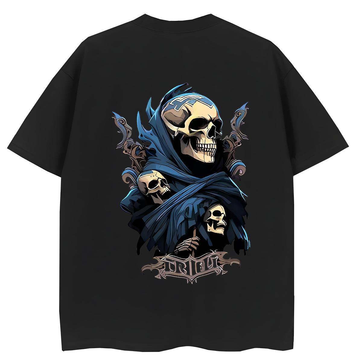 DIY T-Shirts 230g Pure Cotton Short Sleeve O-Neck Sport skull Woman Tshirt Wholesale Oversized L-4XL Clothes Shirt