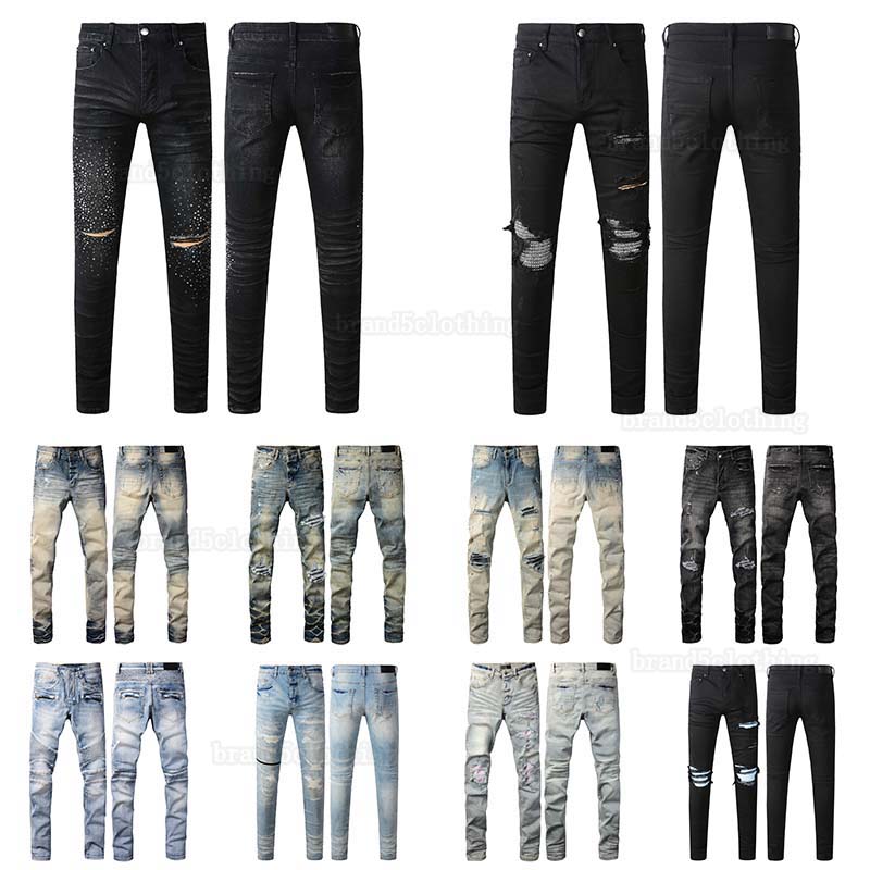 Flared jeans stacked jeans mens pants jeans designer Top quality Man Long Pants Trousers Streetwear Washed Old Jeans Long Jeans Hole 28-40 Straight Regular Jeans