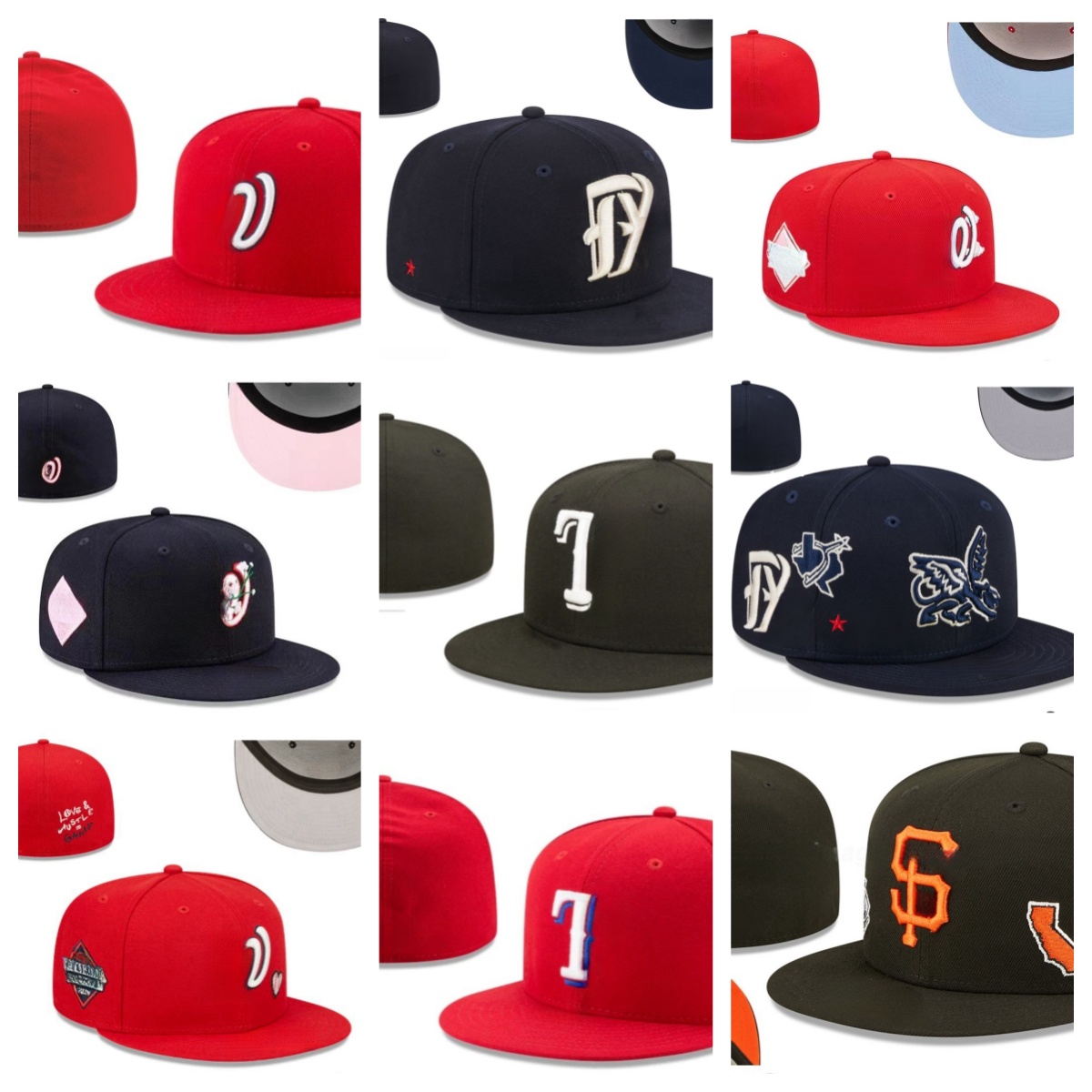 Designer Size Classic Fitted Hats Baseball Hats Adult Baseball Team Men's and Women's Fully Closed Fitted Size n1