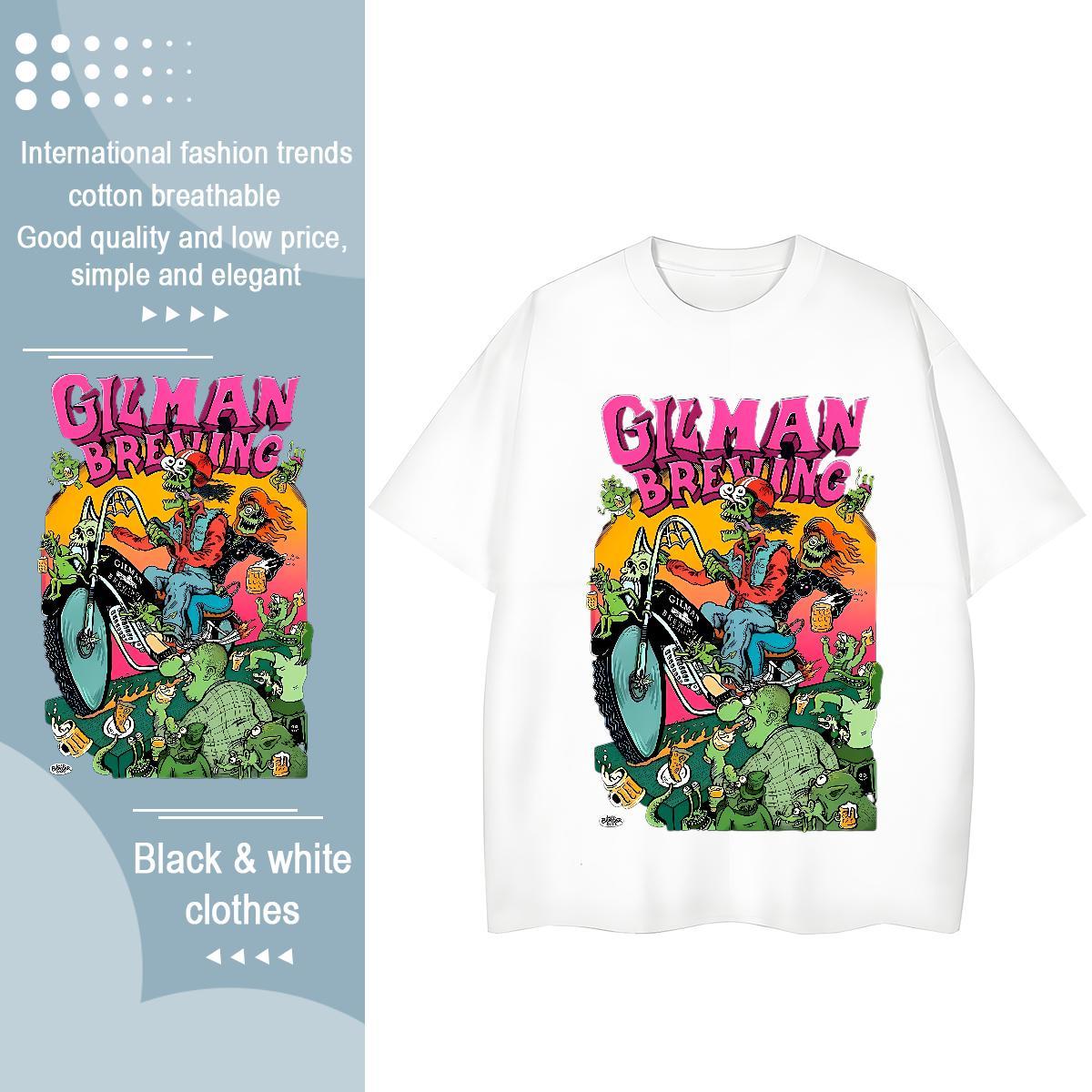 Brand Womens T Shirts 230g Cotton O Neck Short Sleeves Street Casual skull Lady T shirt Female Anime Oversized Clothings