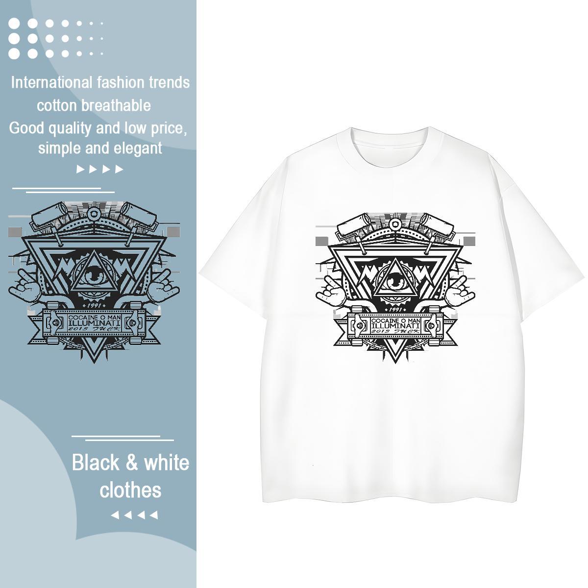 Stylist Women T Shirts 230g Pure Cotton Short Sleeve O-Neck Casual eye of the devil Unisex Tshirts Brand Cartoon Print Tees Shirts