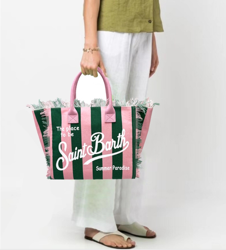 Designer Totes Womens Large Capacity Tassel Canvas Shoulder Bag Fashionable Stripes Vertical Handbag Shopping Bag Handbags