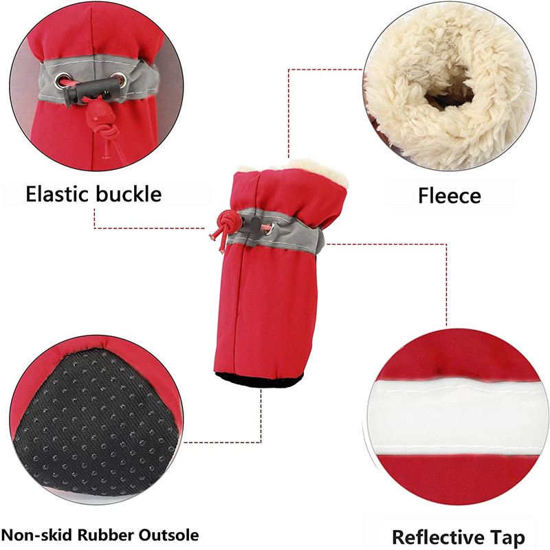 4pcs/set Waterproof Winter Pet Dog Shoes Anti-slip Rain Snow Boots Footwear Thick Warm For Small Cats Puppy Dogs Socks Booties