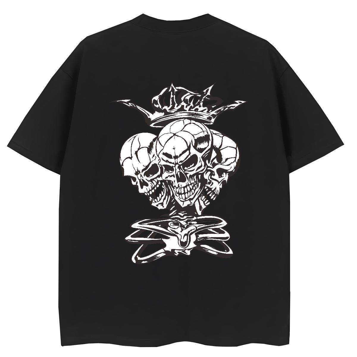 New Arrival Womens T Shirts 230g Cotton Round Neck Short Sleeve High Street Hip Hop skull Women Tees High quality White Plus Size Clothes