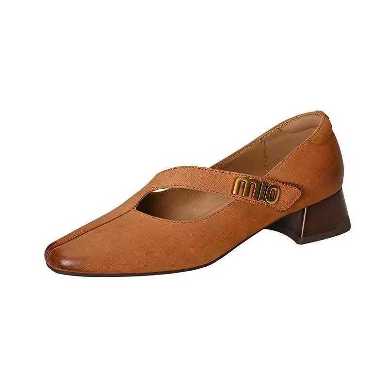 Mid Heels Oxford Women Shoes Chunky Women Fshion Shallow Shoes Luxury Pointed Toe Brand Pumps Autumn New 2024 Dress Women ShoesLX241014