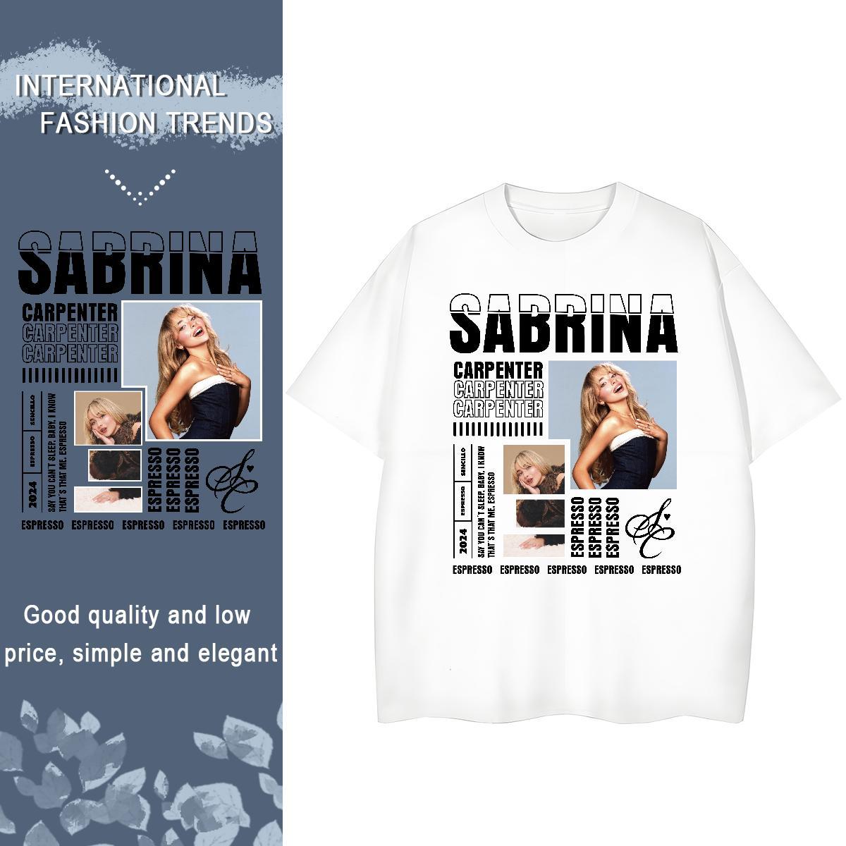 TOP Quality Woman T Shirts 230g Cotton Breathable Street Wear SABRINA CARPENTER Womens Tshirts Loose fit Custom Printed Tops Tees