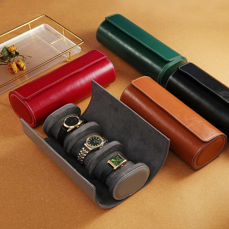 Portable leather case roll personalized storage watch organizer travel watch holder shock resistant surprise box gift packaging 241011 - view 3