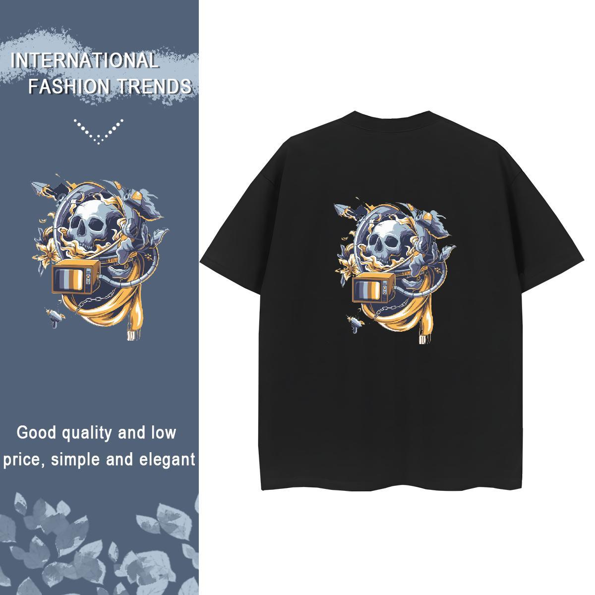 Custom T-Shirts for Women 230g Pure Cotton Breathable Crew Neck Sports Casual skull Lady T shirt Designer DIY Logo Tee Shirt