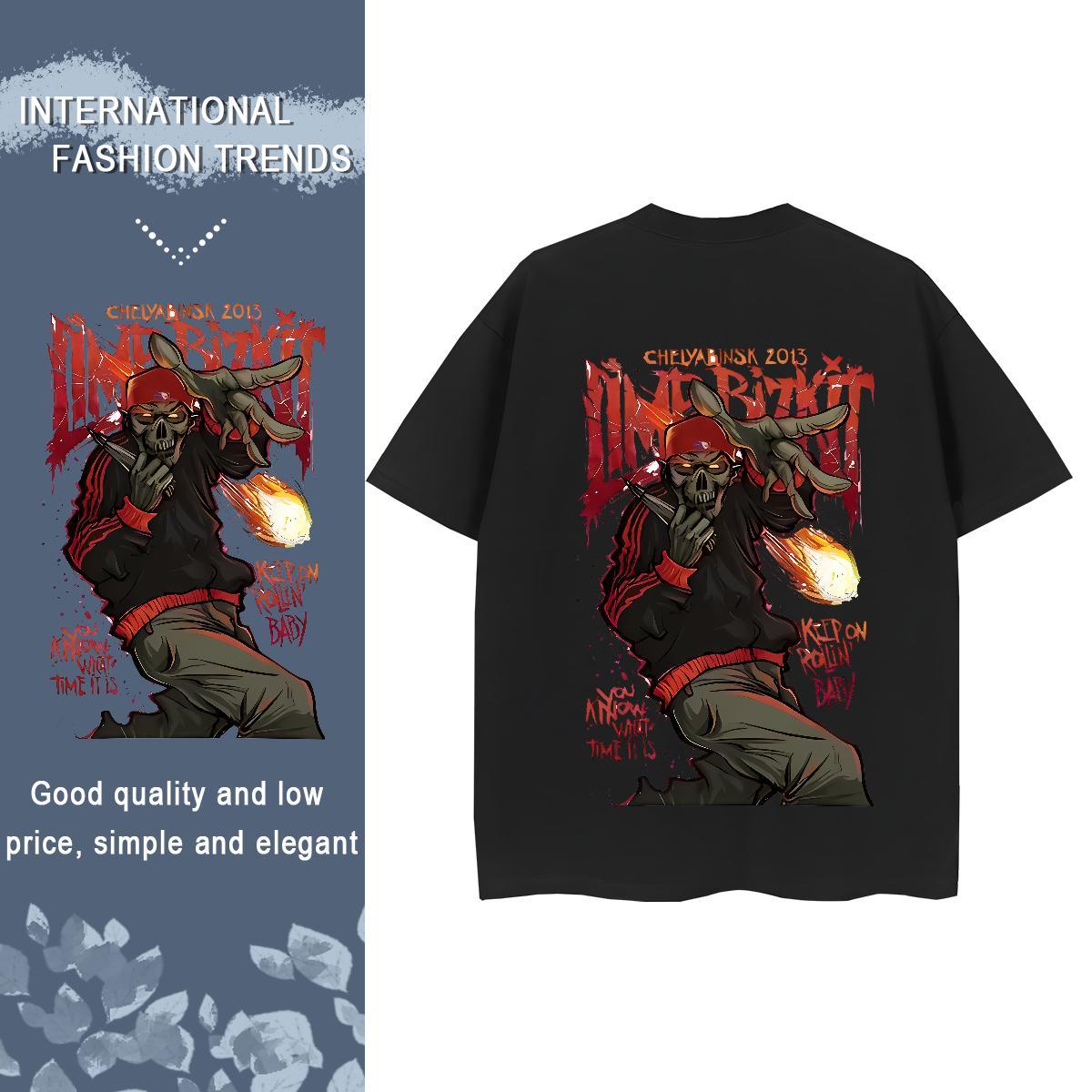 2024 Casual T shirt 230g 100% Cotton Round Neck Short Sleeve Daily Wear skull Women Tshirts Free Shipping Custom Printed Tops Shirt