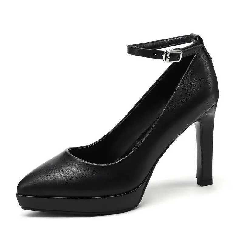 2023 Spring and Autumn Season New Fashion Pointed Shallow Mouth One Line Buckle Solid Color Womens Mary Jane Single ShoesLX241014