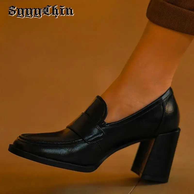 Autumn Women Pumps Loafers Chunky Heel Platform Shallow Oxfords Ladies Sandals Female Fashion College Office Dress ShoesLX241014