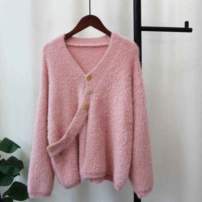 Womens Knits Cardigan Women Solid Imitation Button Fashion Design Autumn Winter Cloth Simple Elegant Knitted Sweater