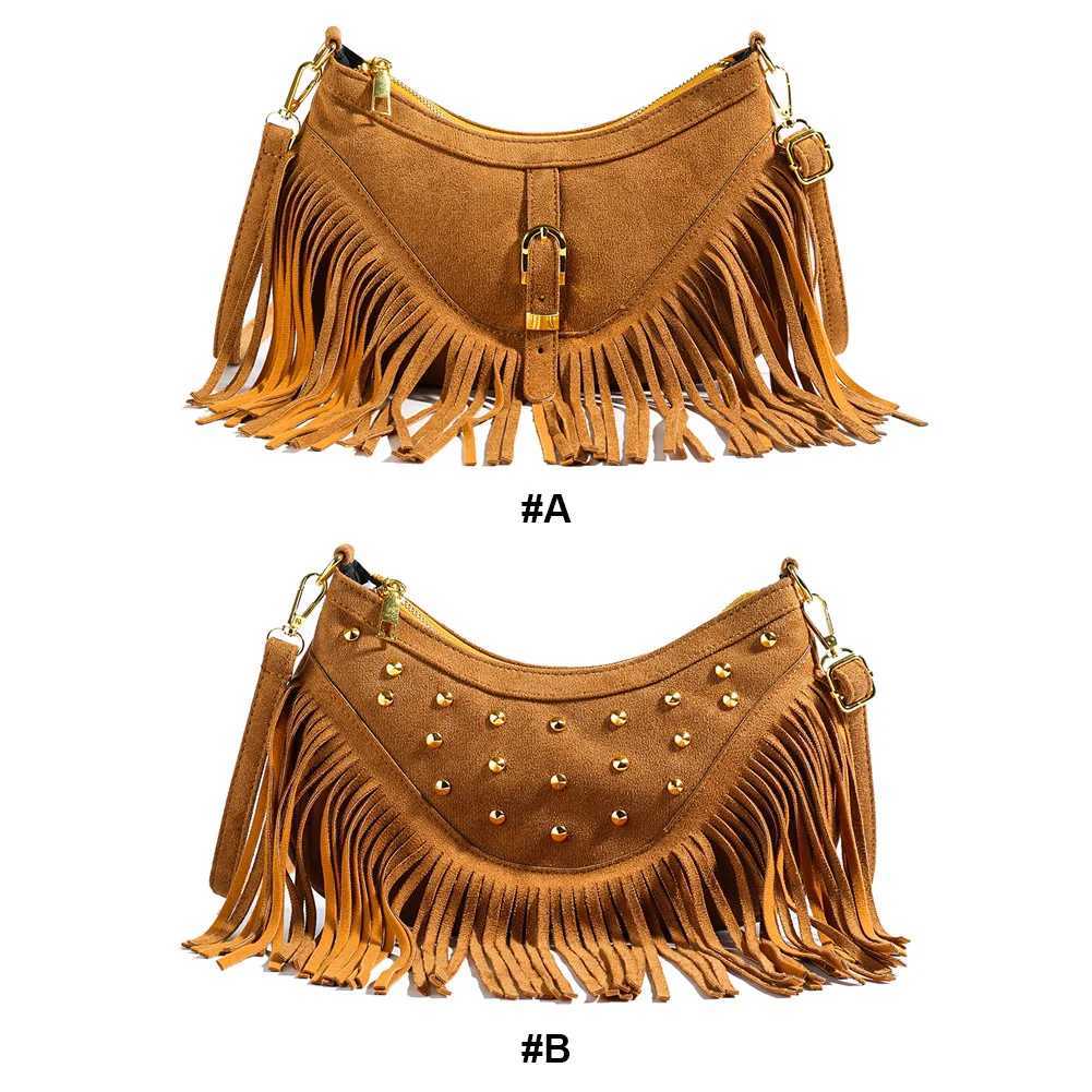 Ladies Suede Shoulder Bag with Interior Pocket Hobo Zipper Closure Messenger Retro Handbag for Work Travel 241014