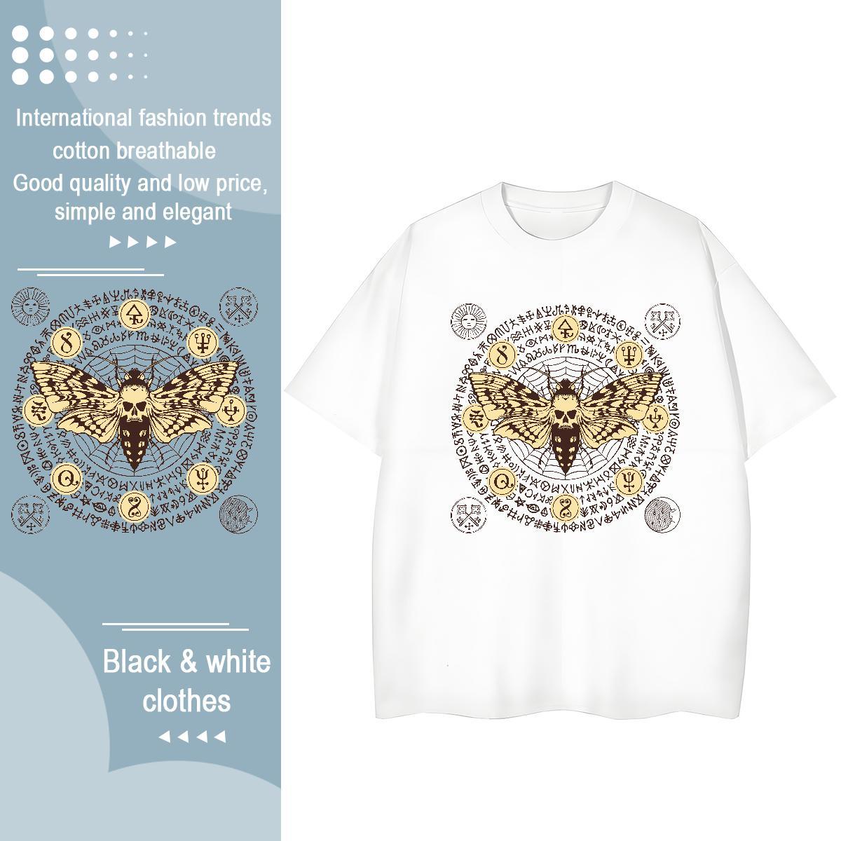 2024 DIY Women T Shirts 230g Pure Cotton Breathable Crew Neck Daily Wear skull Unisex Tshirts Comfortable Custom Print Plus Size Top Shirts