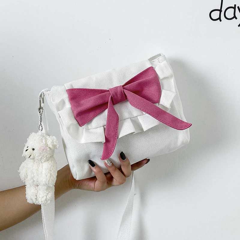 Lolita Sweet Canvas Womens Solid Zipper Soft Shoulder Bag Crossbody Japanese Style M241014