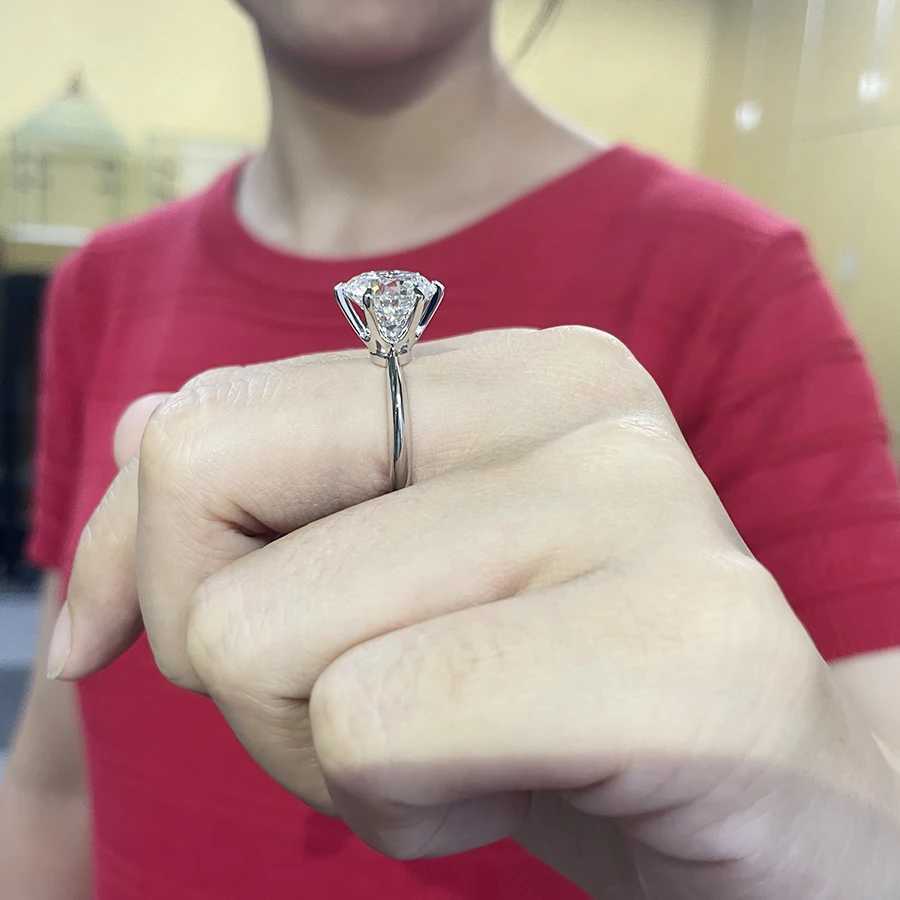 14K White Gold Round Cut Lab Grown Diamond Engagement Ring vvs F 5Carat CVD diamond ring Lab Diamond Engagement Rings IGI