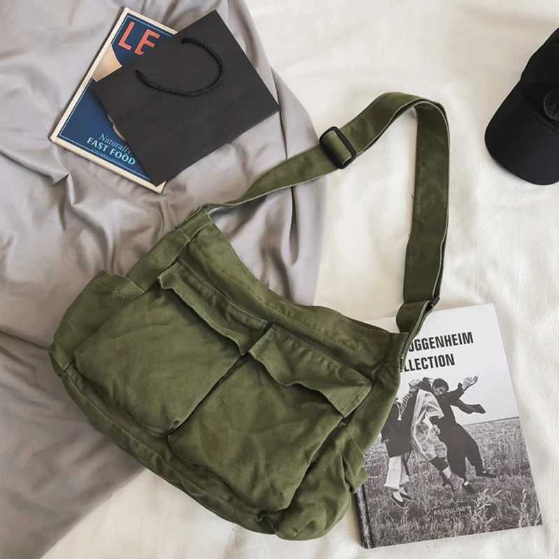 Womens retro handbag canvas youth shoulder bag messenger bag womens casual handbag cross body wallet M241014