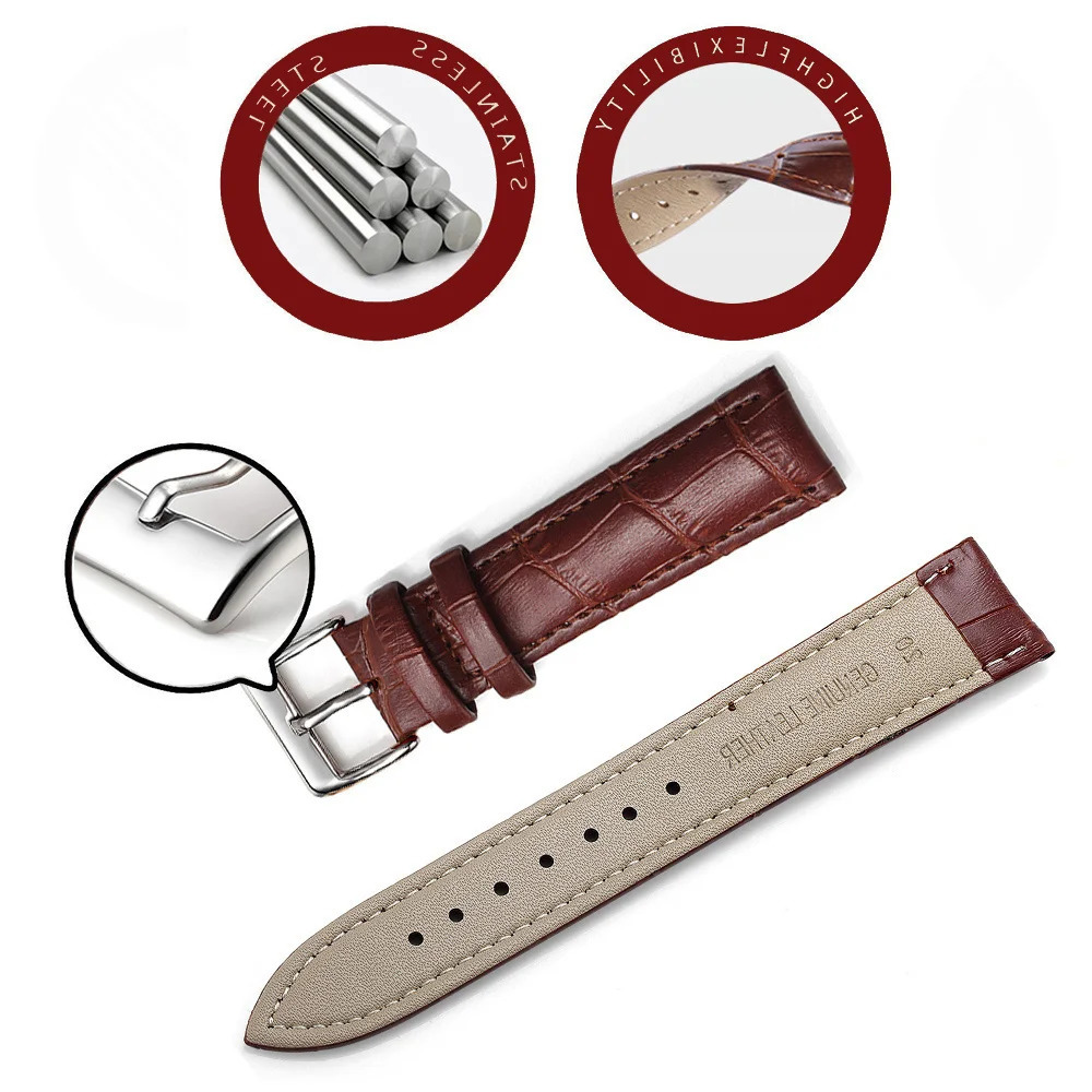 Genuine Leather Watchbands 18mm 20mm 22mm 24mm Watch Band Strap Steel Pin buckle High Quality Wrist Belt Bracelet 241010