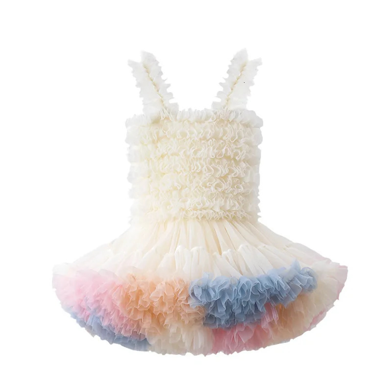 Sweet Baby Girl Clothes Quality Fabric Solid Colour Halter Fluffy Mesh Cake Frock Cute Baby Dress Birthday Princess TuTu Dress 241014