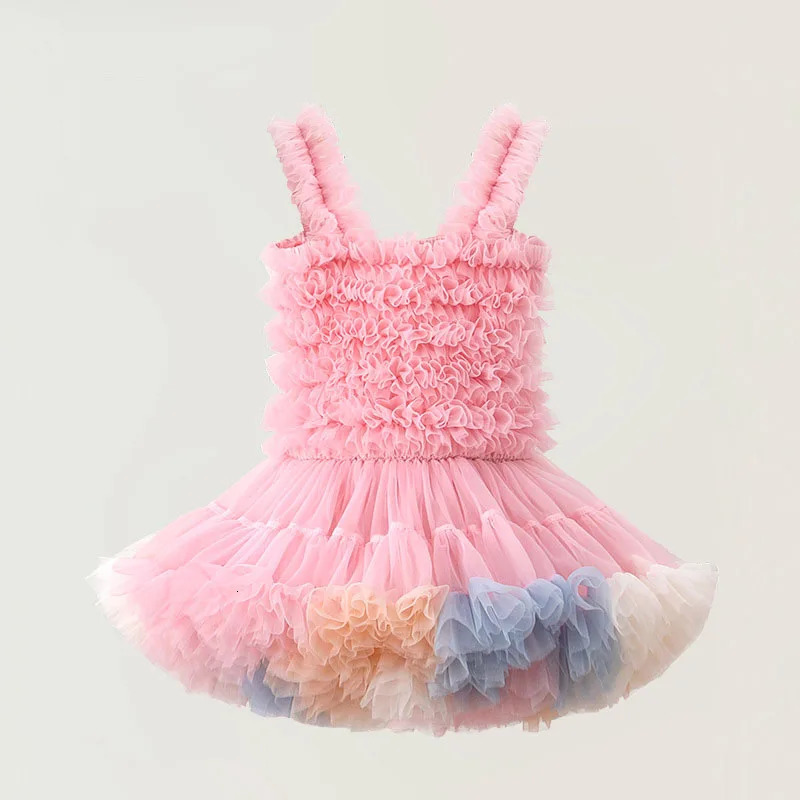 Sweet Baby Girl Clothes Quality Fabric Solid Colour Halter Fluffy Mesh Cake Frock Cute Baby Dress Birthday Princess TuTu Dress 241014
