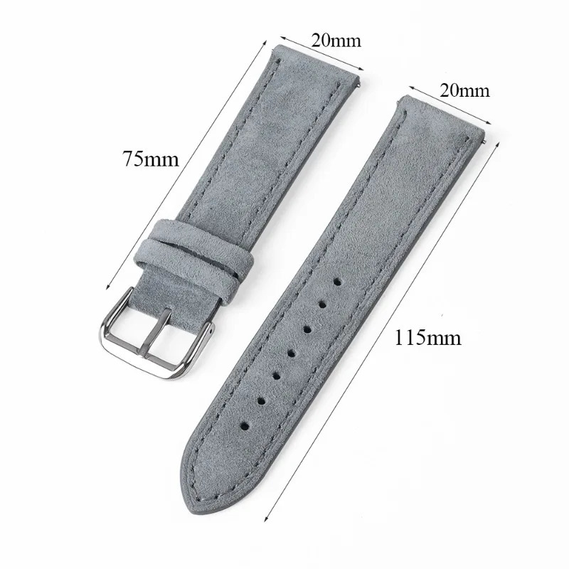 Vintage Suede Leather Watch Band 18mm 20mm 22mm Cowhide Stitching Bracelet Sport Quick Release Men Women Strap Replacement 241010