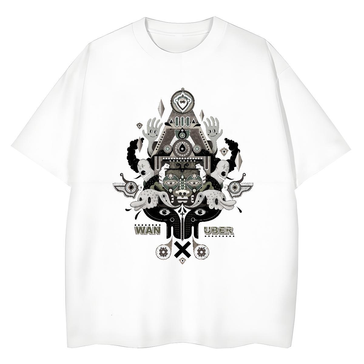 DIY Women T Shirts 230g Pure Cotton O Neck Short Sleeves Casual Sport eye of the devil Womens Tshirts Loose fit DIY Anime Wear