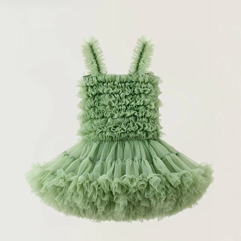 Sweet Baby Girl Clothes Quality Fabric Solid Colour Halter Fluffy Mesh Cake Frock Cute Baby Dress Birthday Princess TuTu Dress 241014