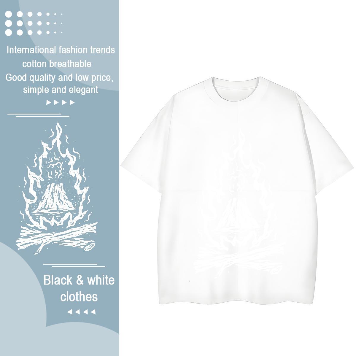 Brand T shirt 230g 100% Cotton Breathable Soft Casual Sport skull Unisex Tshirts Loose Cartoon Anime Tops