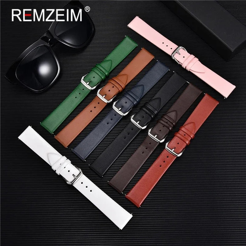 Ultrathin Genuine Leather Watchband Watch Belt Strap Wristwatches Band 8mm 10mm 12mm 14mm 16mm 18mm 20mm 22mm Red White Black 241010