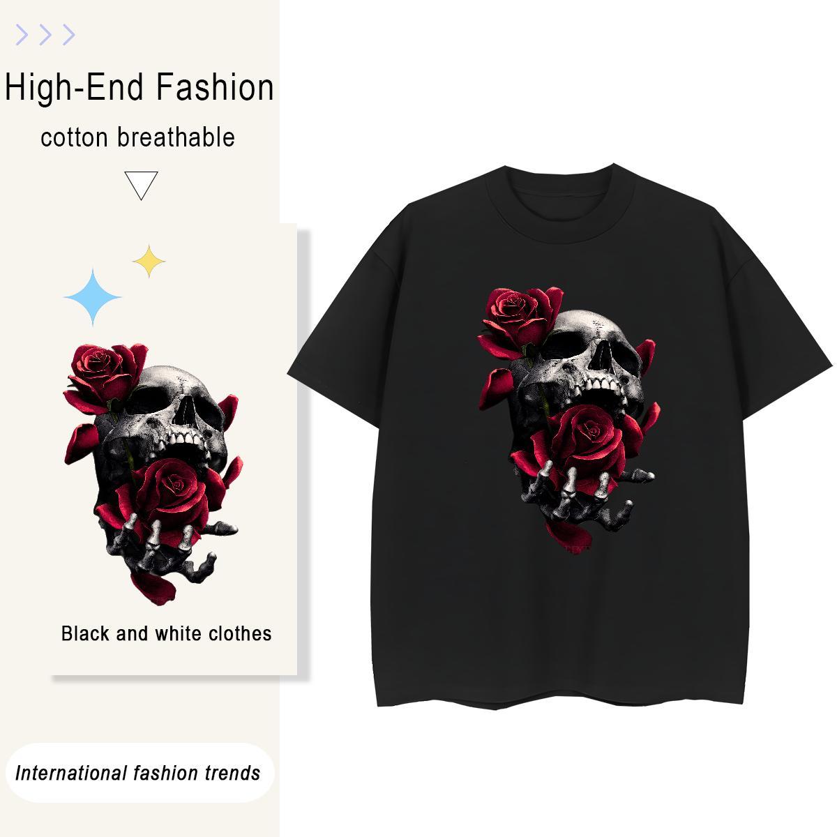 Brand Woman T Shirts 230g Cotton Breathable Hip Hop Street flower Women Tshirts Popular DIY Anime Tee Shirt