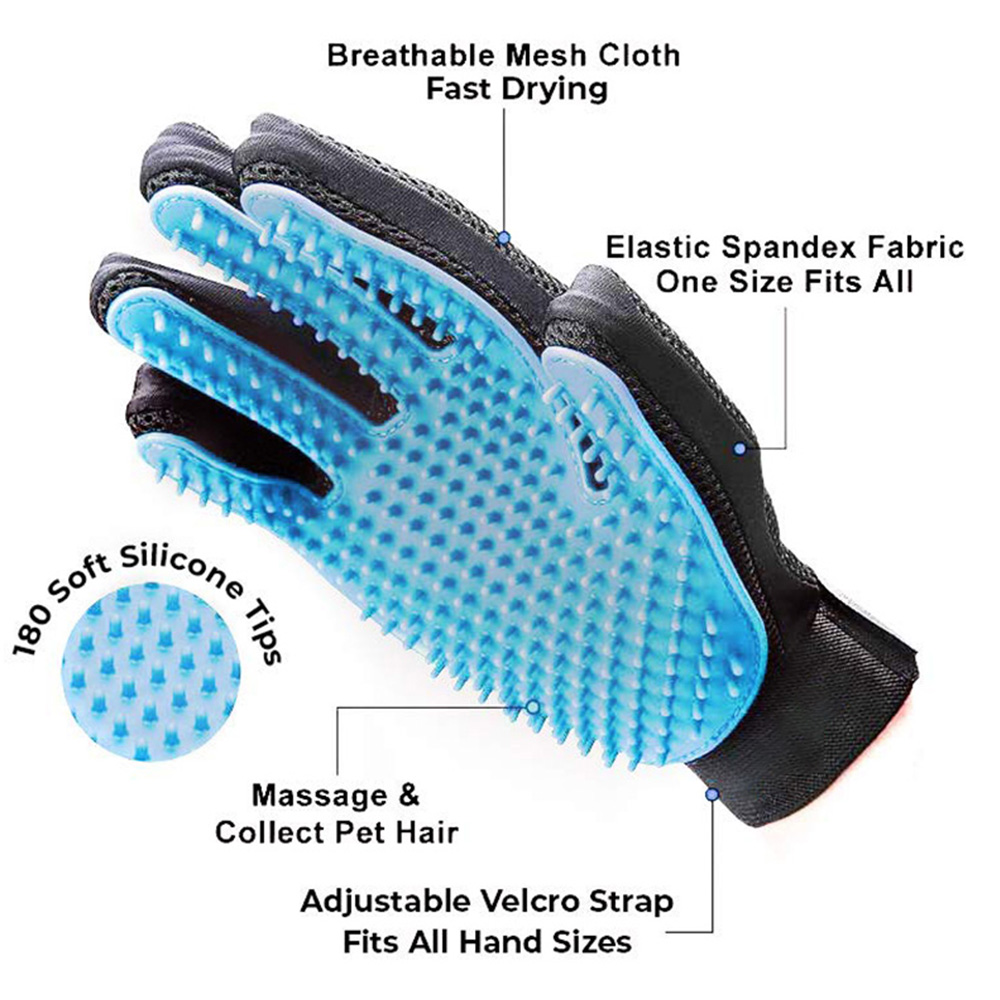 Pet Dog Cat Grooming Glove Pet Hair Remover Massage Deshedding Glove Brush for Long Short Fur Dogs Cats Rabbits Horses and More