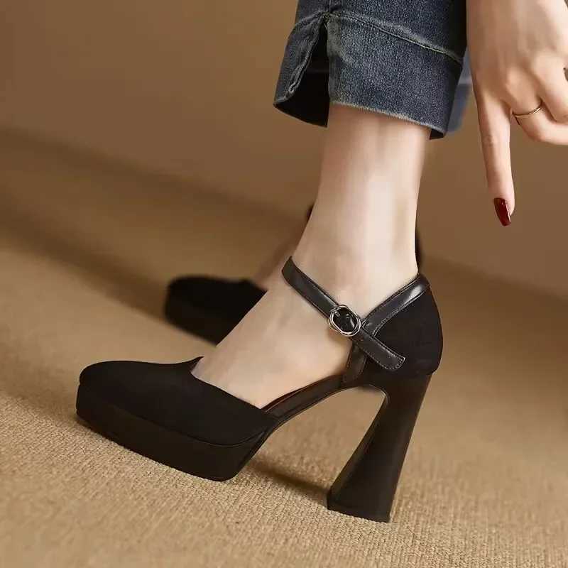 Mary Jane Pumps for Women Sandals High Heel Ankle Buckle Summer Party Baotou Womens Shoes Zapatillas Mujer 2024LX241014
