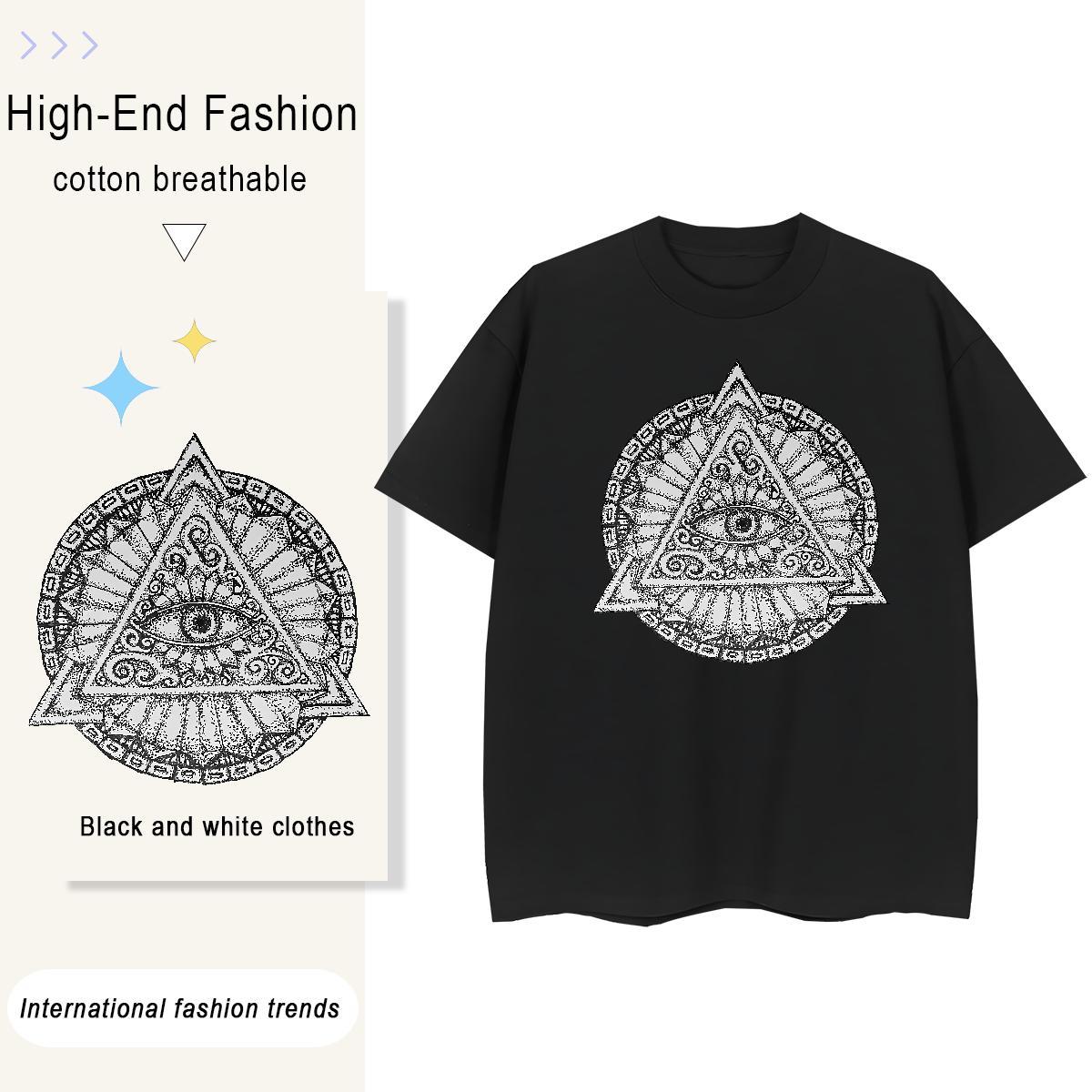 Custom T shirt 230g Cotton Round Neck Short Sleeve Home Outdoor eye of the devil Woman Tshirt Nice Cartoon Floral Printing Tshirts